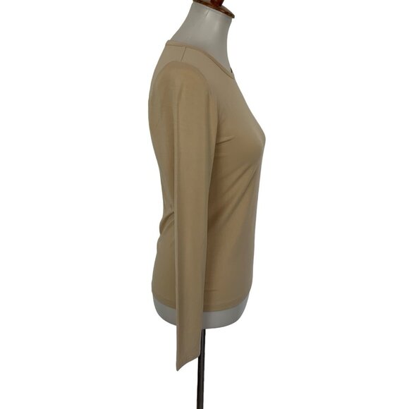 The Drop Tan Tee Top Small Long Sleeve Stretch Minimalist Basic - Picture 2 of 5